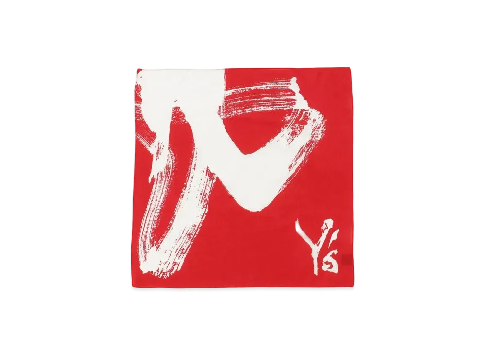 Yohji Yamamoto Y's CALLIGRAPHY PRINT HANDKERCHIEF "Red"