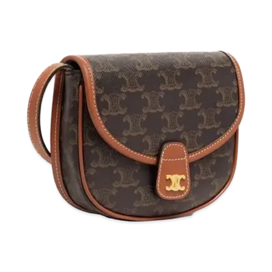 CELINE Mini Besace in Triomphe Canvas and Calfskin "Tan"