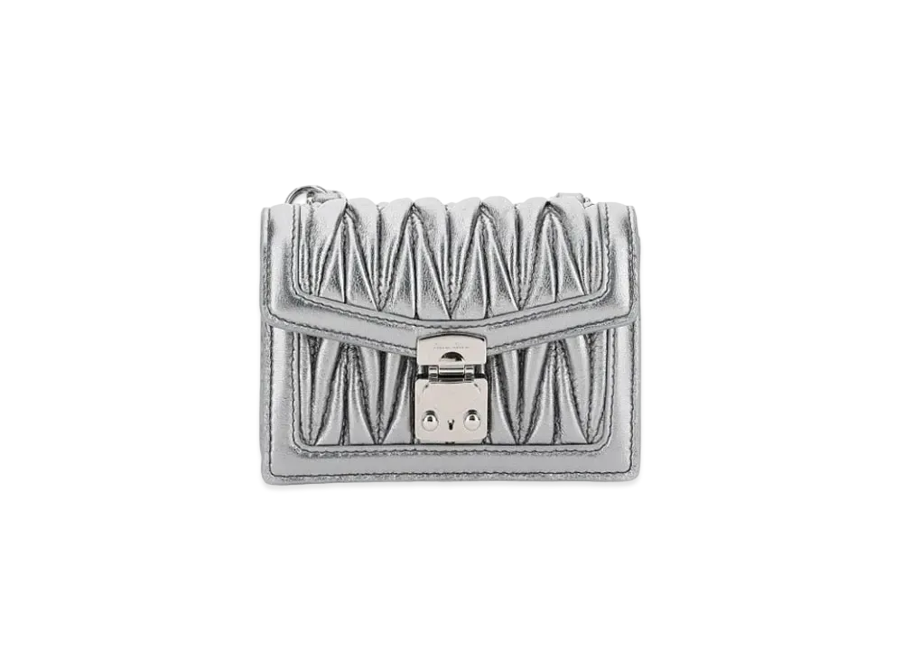 MIU MIU Materassenapa Leather Mini Pouch "Silver"