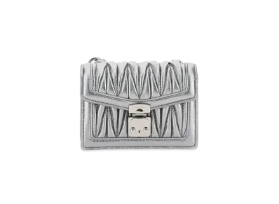 MIU MIU Materassenapa Leather Mini Pouch "Silver"