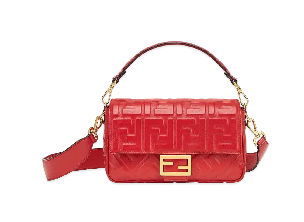 FENDI Baguette Leather Bag "Red"