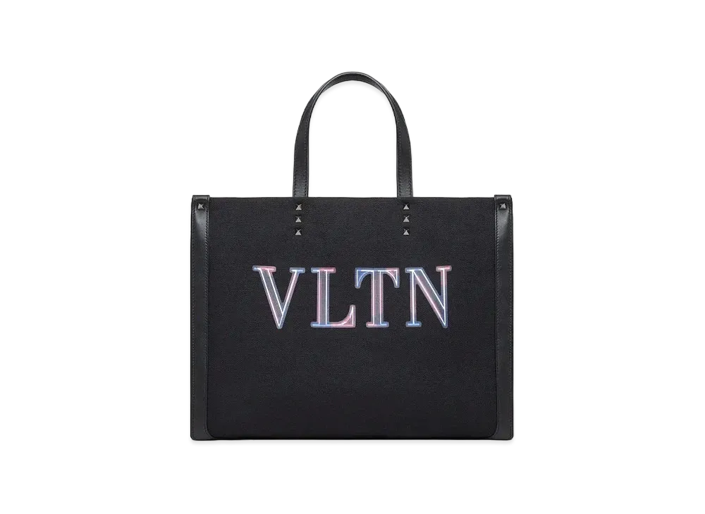 Valentino Neon VLTN Canvas Medium Tote "Black/Multicolor"