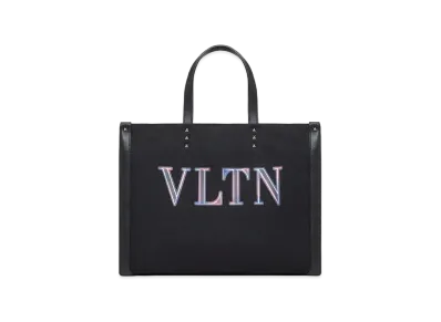 Valentino Neon VLTN Canvas Medium Tote "Black/Multicolor"