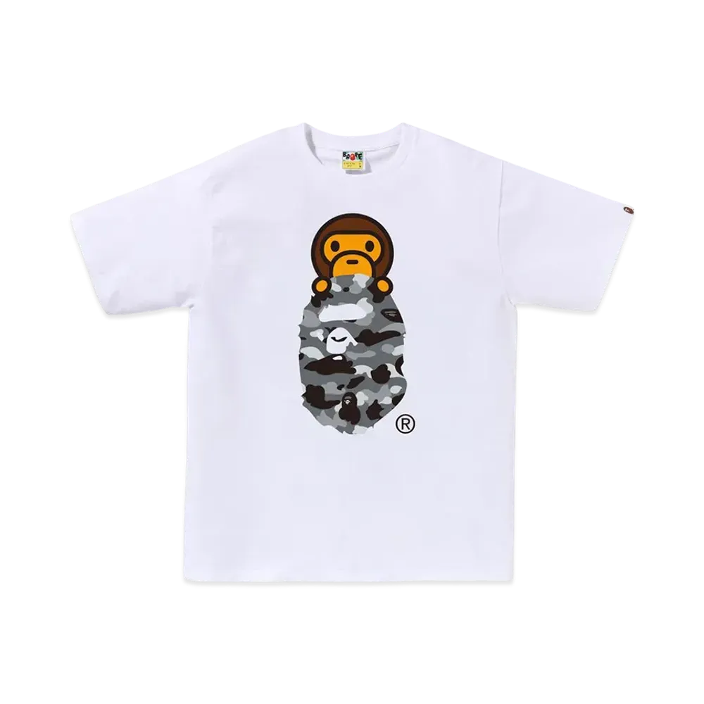 A BATHING APE 1ST Camo Milo On Ape Head Tee "White/Gray"