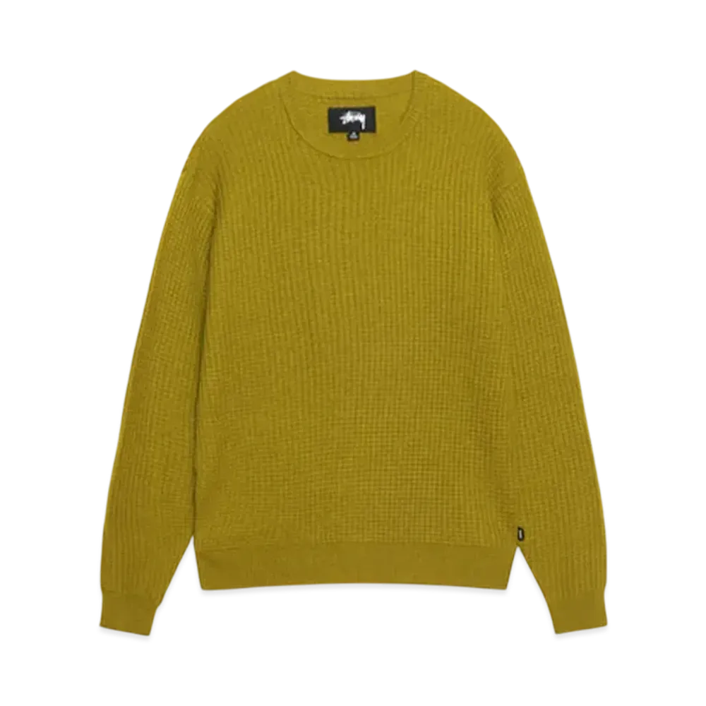 Stussy Waffle Knit Cashmere Crew "Moss"