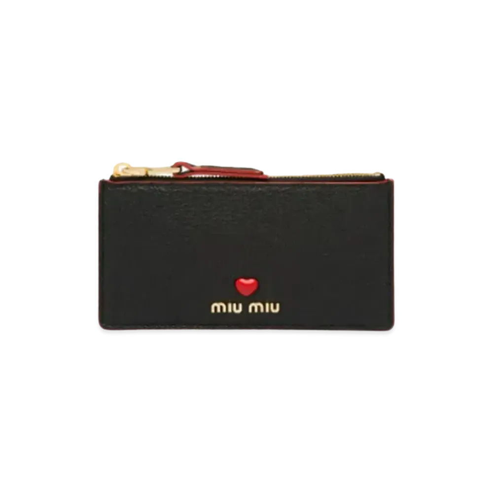MIU MIU Madras Love Card Case "Black"
