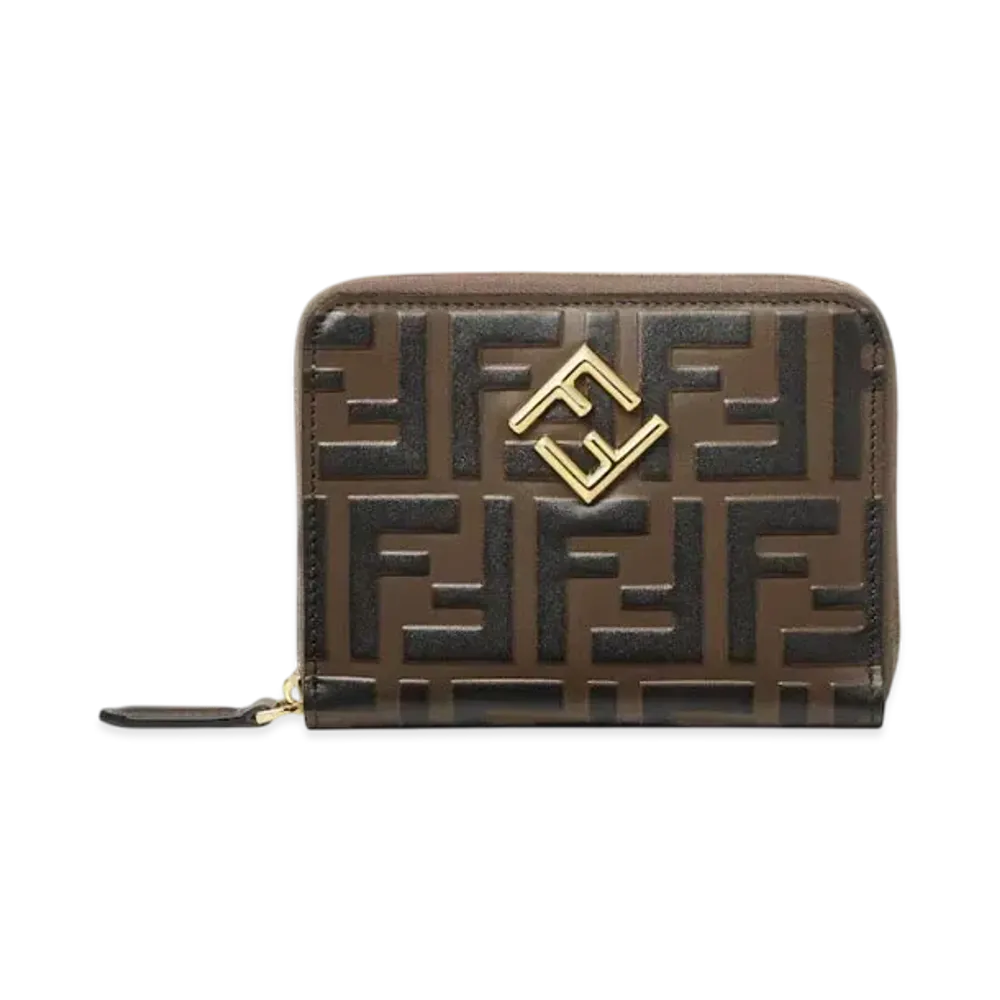 FENDI FF Diamonds Zip Around Medium FF Leather "Brown"