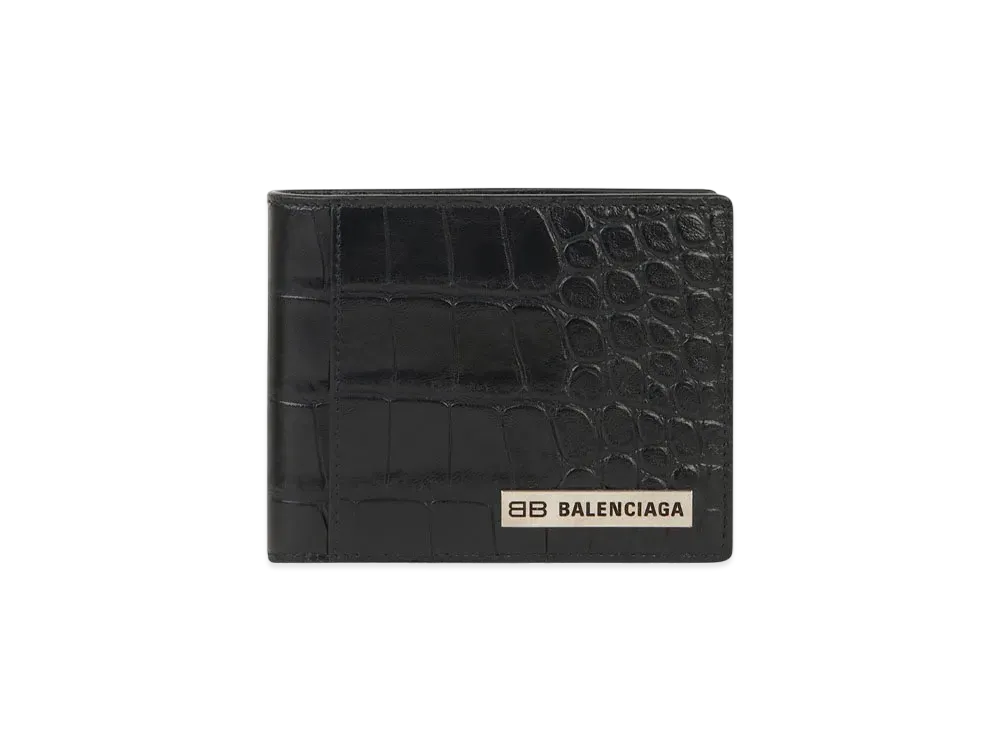 BALENCIAGA Plate Bifold Card Holder "Black"