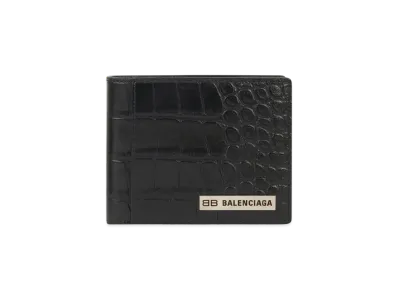 BALENCIAGA Plate Bifold Card Holder "Black"