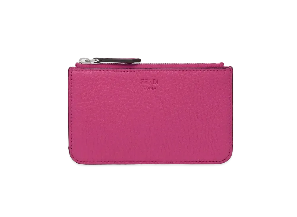 FENDI Key Case Leather Slim Clutch "Pink"
