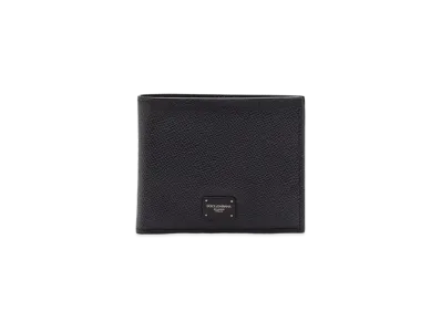 Dolce&Gabbana Bifold Wallet Dauphine Calfskin Logo Plate "Black"