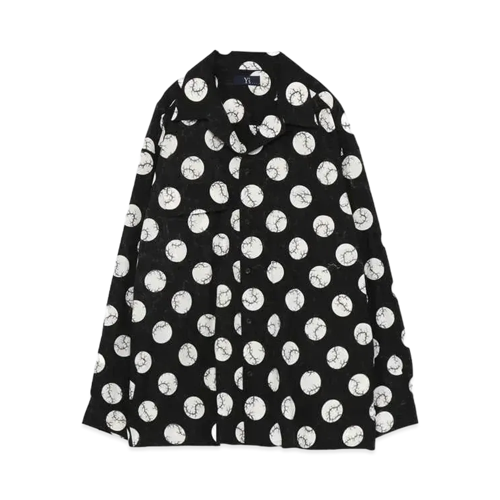 Yohji Yamamoto Y's BROAD THORNY DOT PRINT OPEN COLLAR SHIRT "White"
