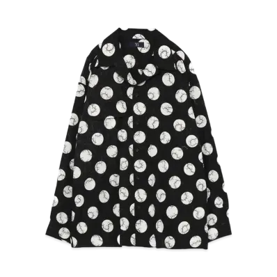 Yohji Yamamoto Y's BROAD THORNY DOT PRINT OPEN COLLAR SHIRT "White"