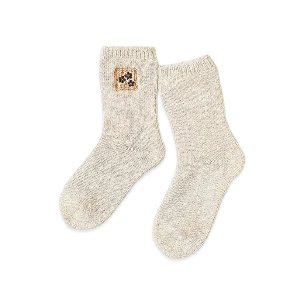 KAPITAL 56 Cookie Embroidery Socks "Ivory"