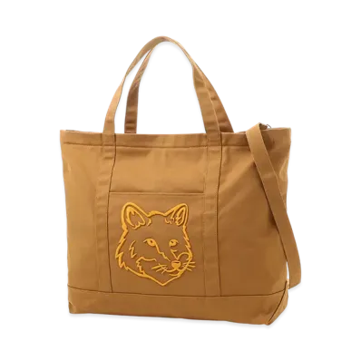 Maison Kitsune 2Way Bold Fox Head XXL Tote Bag "Golden Brown"