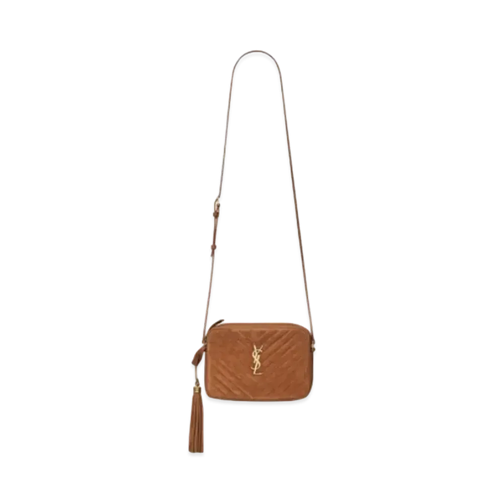 Saint Laurent Lou Camera Bag In Quilted Suede And Smooth Leather "Cinnamon"