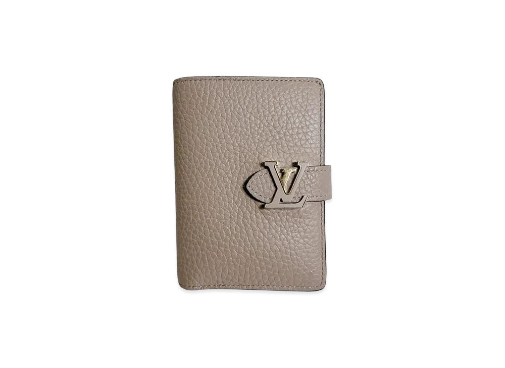 Louis Vuitton LV Vertical Compact Wallet Taurillon Leather "Galet"
