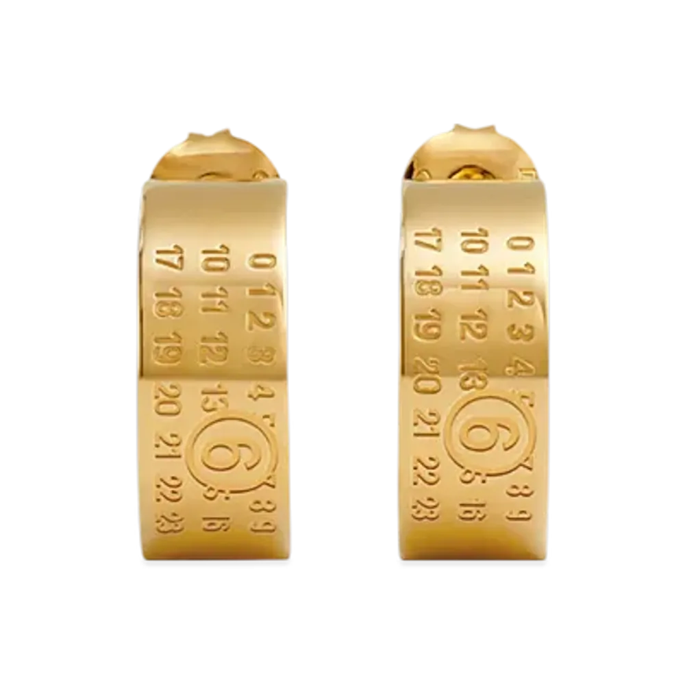 MM6 Maison Margiela Numeric Minimal Signature Hoop Earrings "Gold"