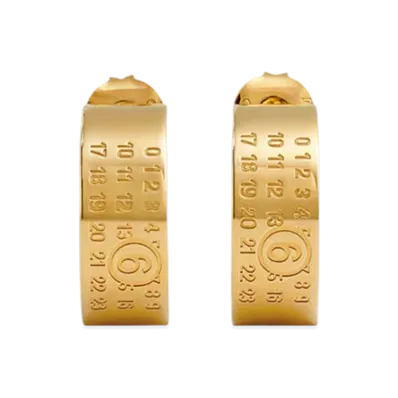 MM6 Maison Margiela Numeric Minimal Signature Hoop Earrings "Gold"