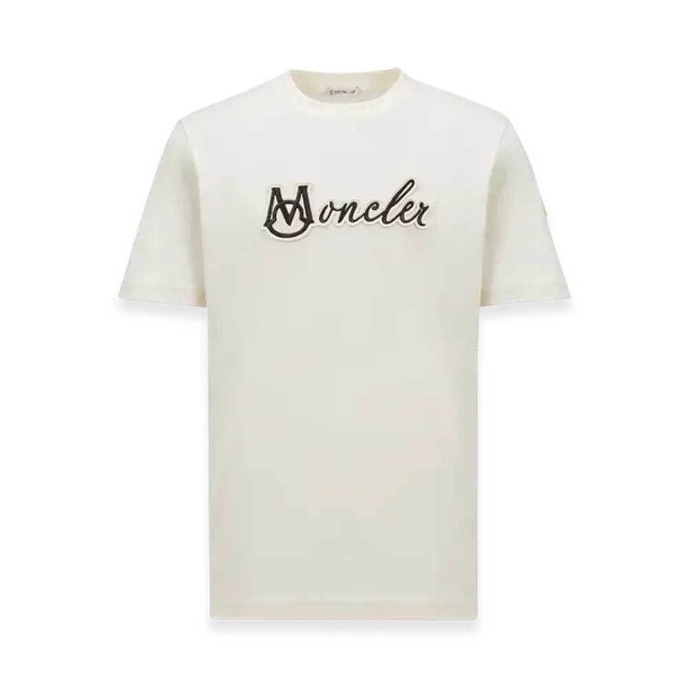 MONCLER Embroidered Varsity Logo Cotton T-shirt "White"