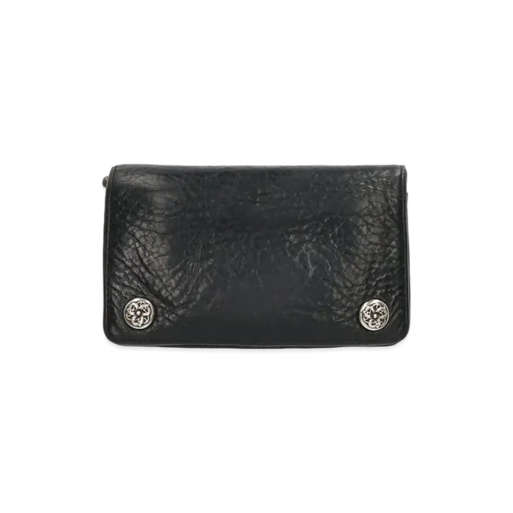 Chrome Hearts 1 Zip Celtic Button Leather Wallet "Black"