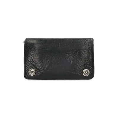 Chrome Hearts 1 Zip Celtic Button Leather Wallet "Black"