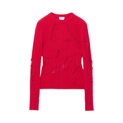 Alexander McQUEEN Distressed Ribbed Jumper "FireRed"