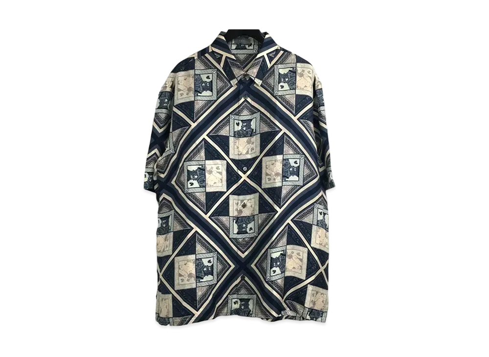Dior x Kenny Scharf Men's Playing Card Pattern Silk Short Sleeve Shirt "Navy"
