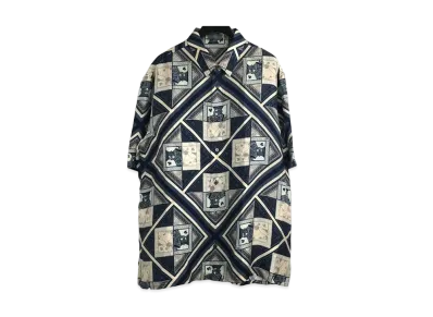Dior x Kenny Scharf Men's Playing Card Pattern Silk Short Sleeve Shirt "Navy"