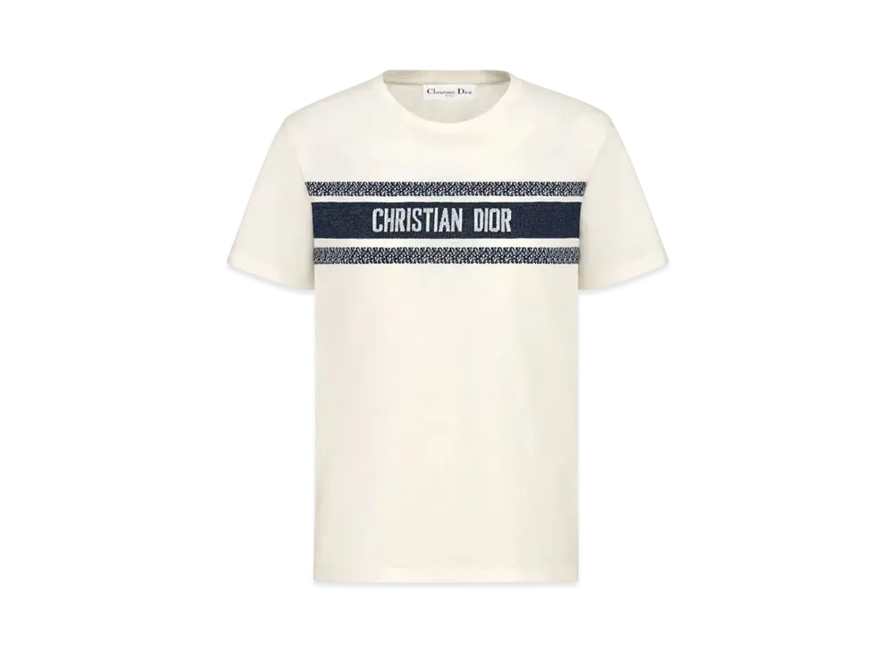 Dior T-Shirt Cotton Jersey "White/Navy Blue"