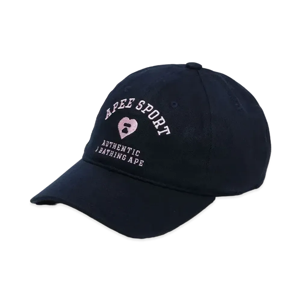 A BATHING APE Washed Logo Cap "Navy"