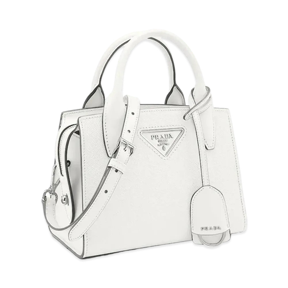 PRADA Saffiano Leather Kristen Handbag "White"