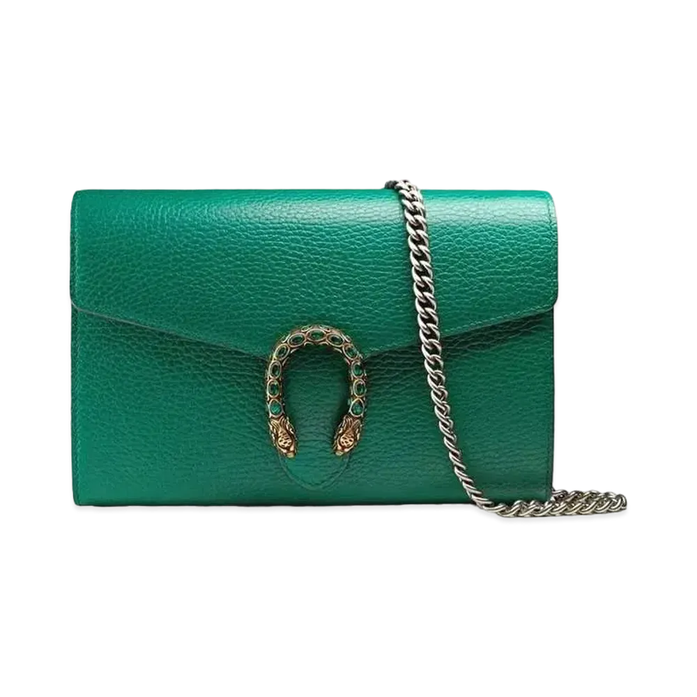 GUCCI Dionysus Leather Mini Chain Bag "Emerald Green"