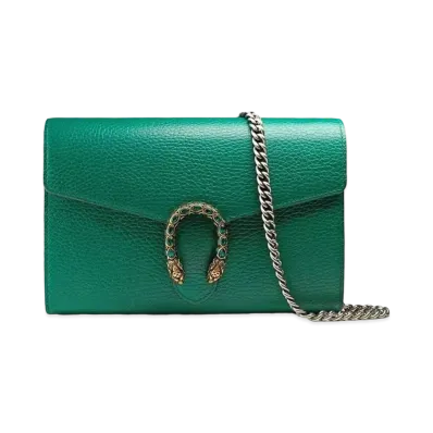 GUCCI Dionysus Leather Mini Chain Bag "Emerald Green"