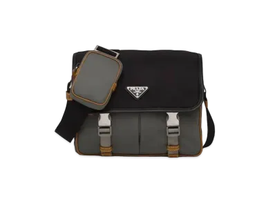 PRADA Nylon Cross-Body Bag "Light Gray/Black"