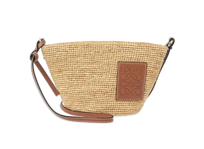 LOEWE Pochette Bag In Raffia And Calfskin "Natural / Tan"