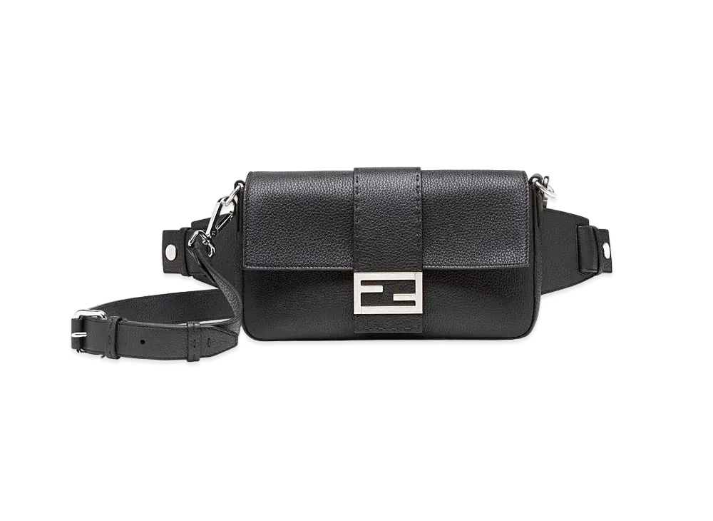 FENDI Baguetto Curf Leather Bag "Black"
