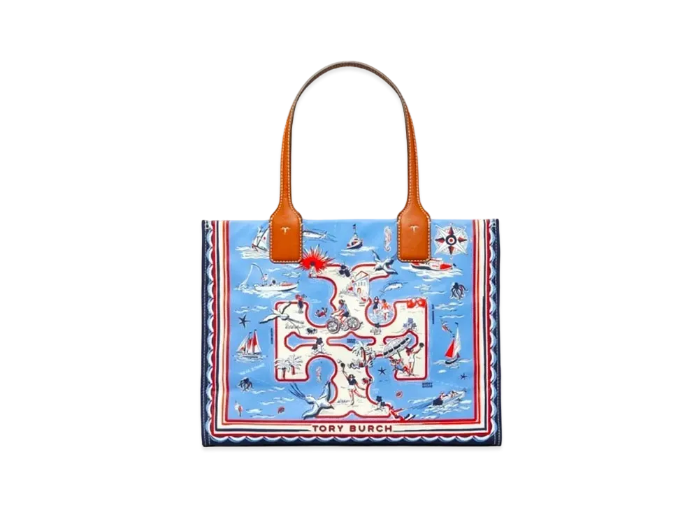 Tory Burch lla Print Mini Tote Bag "Blue"