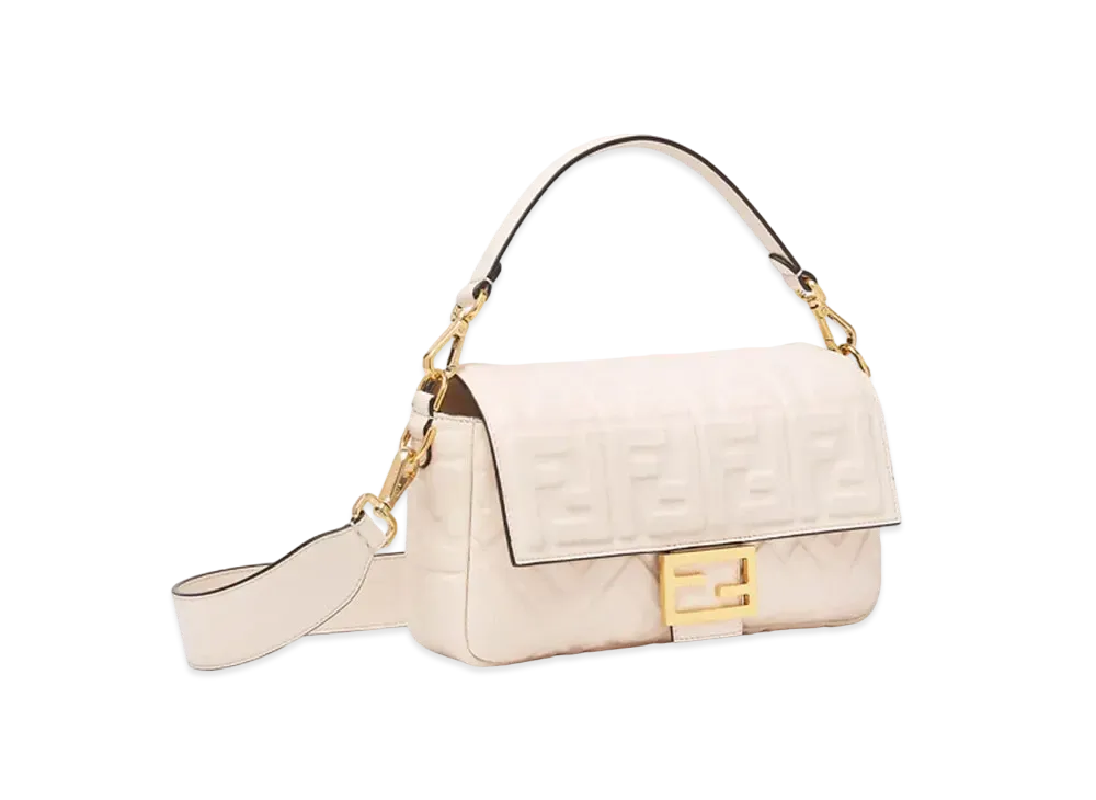 FENDI Baguette Camellia Nappa Leather Bag "Beige"