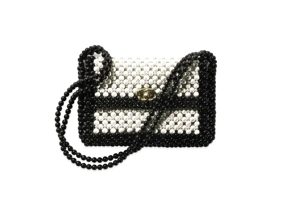 CHANEL Evening Bag Costume Pearl "White/Black"