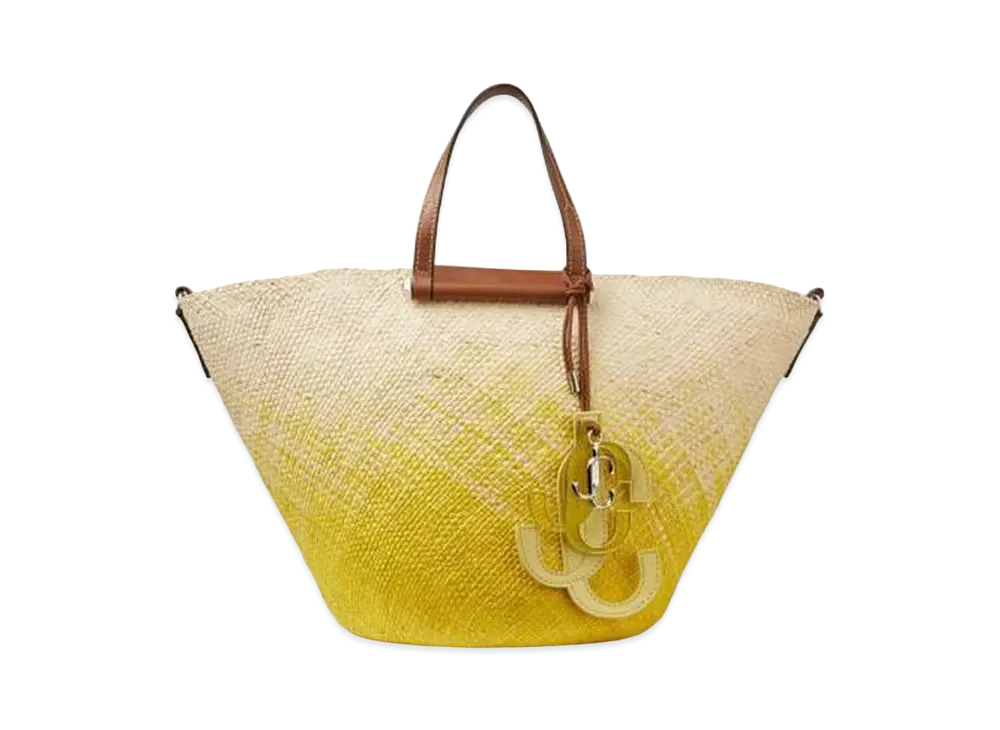 Jimmy Choo Macy Basket Gradient Raffia Basket Bag "Natural/Sunbleached"