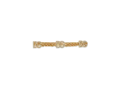 Dolce&Gabbana Hair Clip With Rhinestone-Detailed DG Logo "Gold"