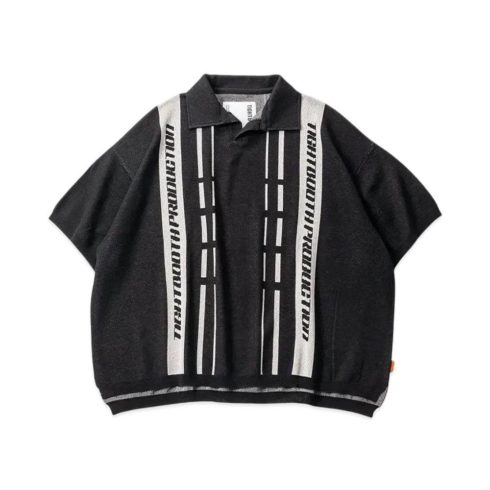 TIGHTBOOTH Stripe Knit Open Polo "Black"