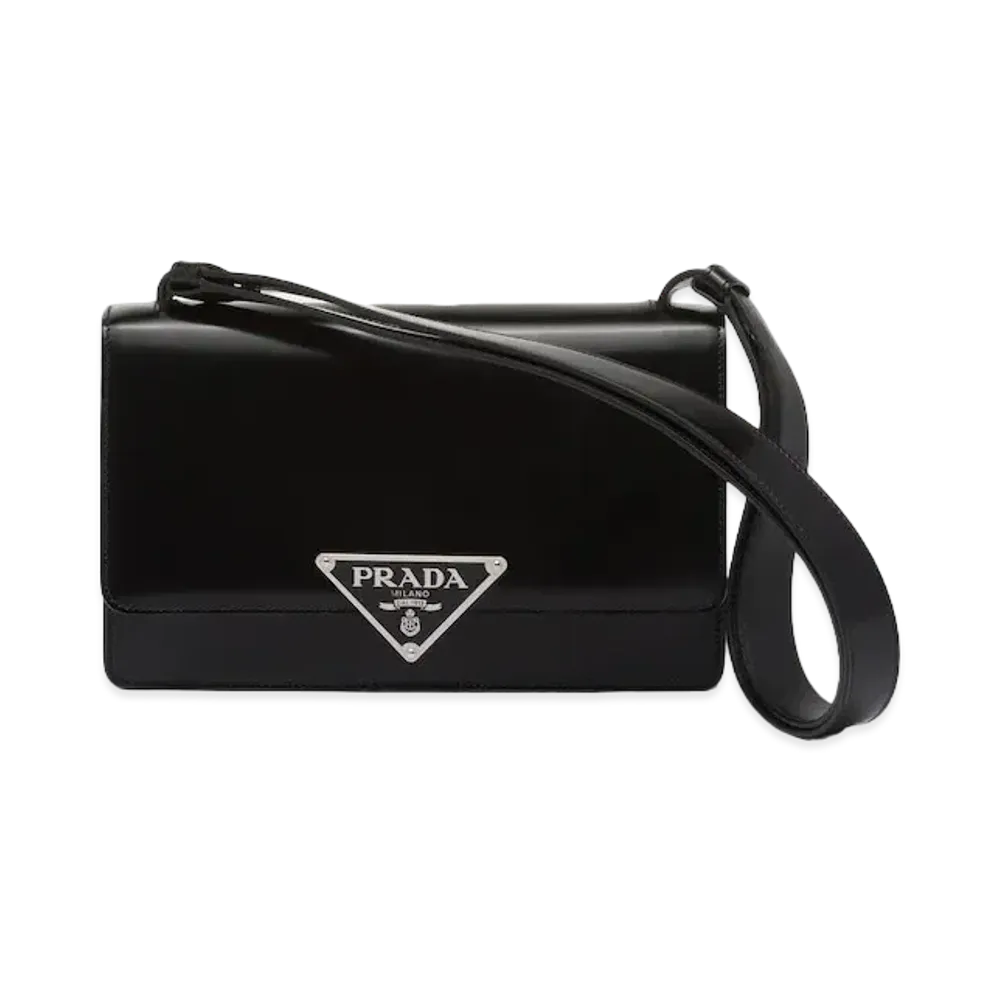 PRADA Embleme Brushed Leather Bag "Black"