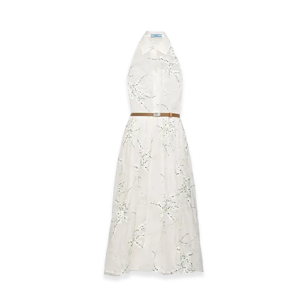 PRADA Women's Embroidered Organza Dress "White"