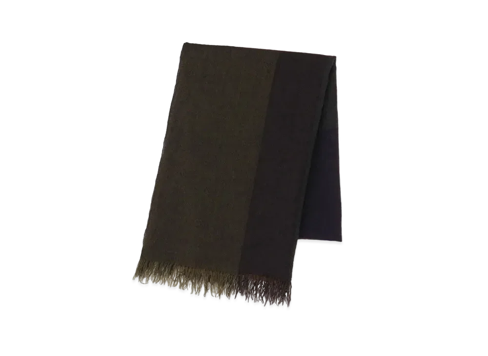 Yohji Yamamoto Y's W PLAIN WEAVE DOUBLE LAYER BIG CHECK STOLE "Charcoal"