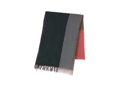 Yohji Yamamoto Y's W PLAIN WEAVE DOUBLE LAYER BIG CHECK STOLE "Light Grey"