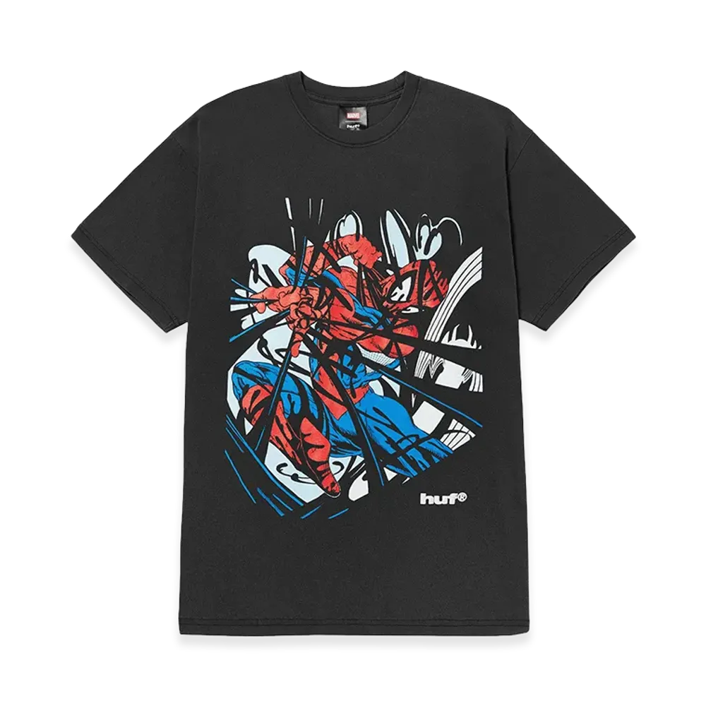 HUF x Marvel Spider-Man Entangled Washed Tee "Washed Black"