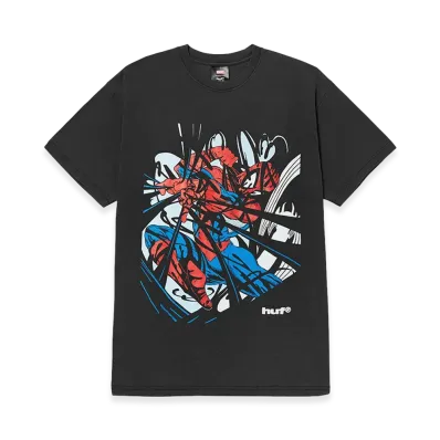 HUF x Marvel Spider-Man Entangled Washed Tee "Washed Black"