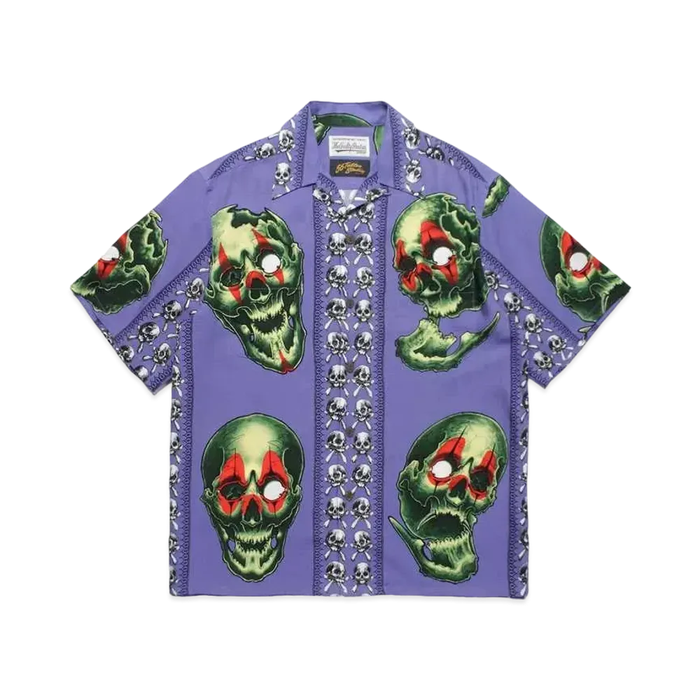 WACKO MARIA PARADISE TOKYO Summer Festival 56 Tattoo Studio Hawaiian Shirt "Light Purple"